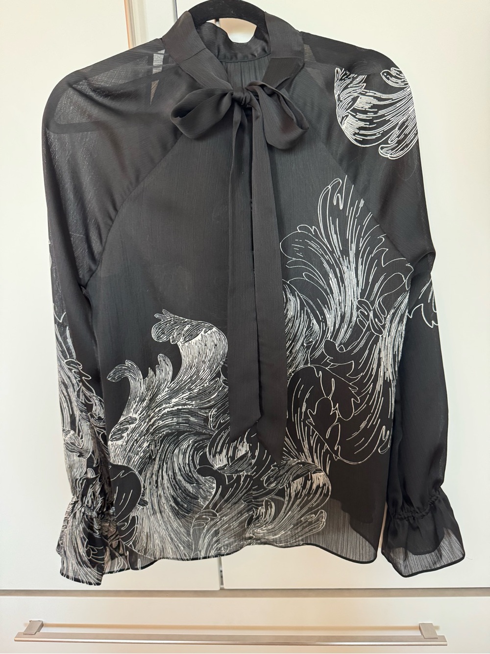 Ted Baker Black Blouse with Silver Floral Swirl Print - Picture 5 of 6